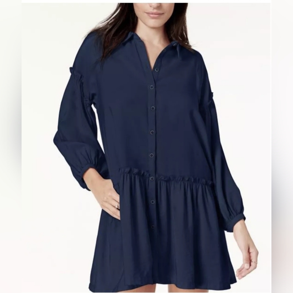 Free People Navy Button-Down Dress